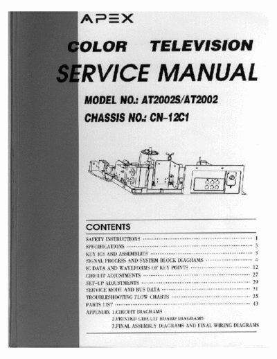 Apex AT2002 (S) Serevice Manual (+schematic) NTSC-M - [Part 1/2] pag. 67+9